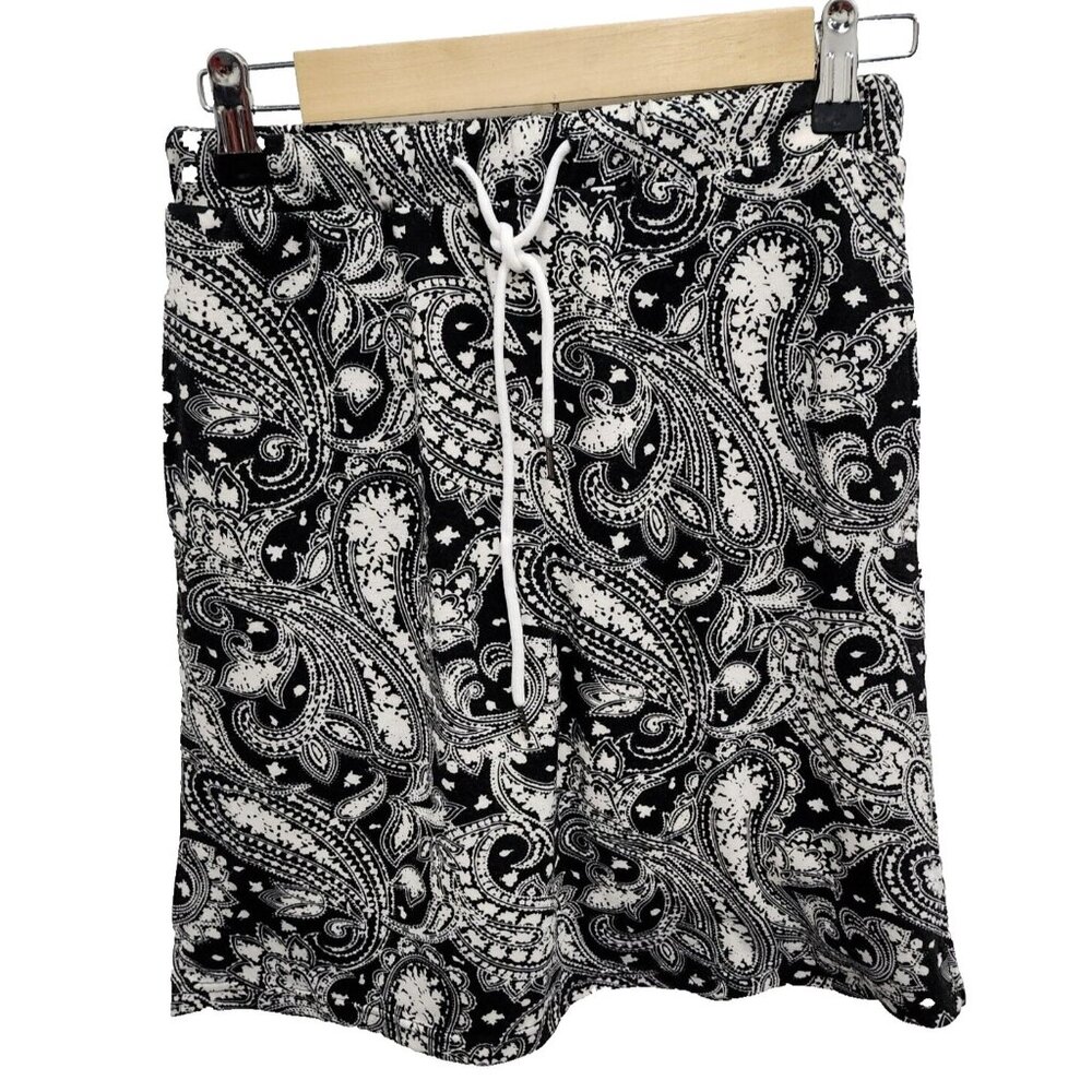 Jack Smith Womens Skort Small Black White Paisley Drawstring Waist Golf Tennis‎